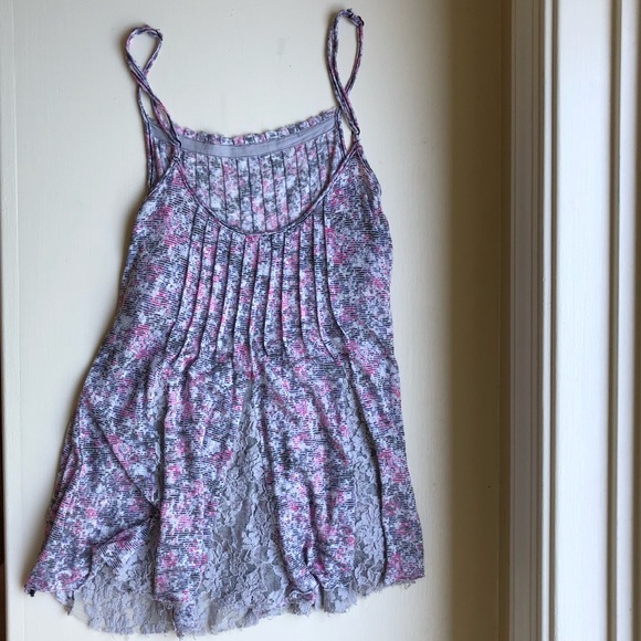 Free People Pink and Gray Lacy Tank - Picture 2 of 4